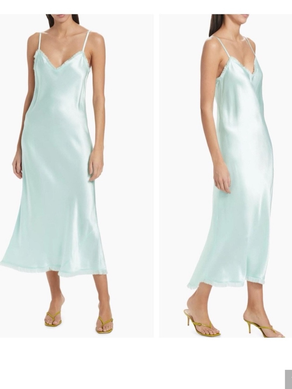Vince Satin Frayed Edge Dress